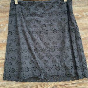 J. Crew Collection Black Pencil Skirt Floral Eyelet Women's Size 10